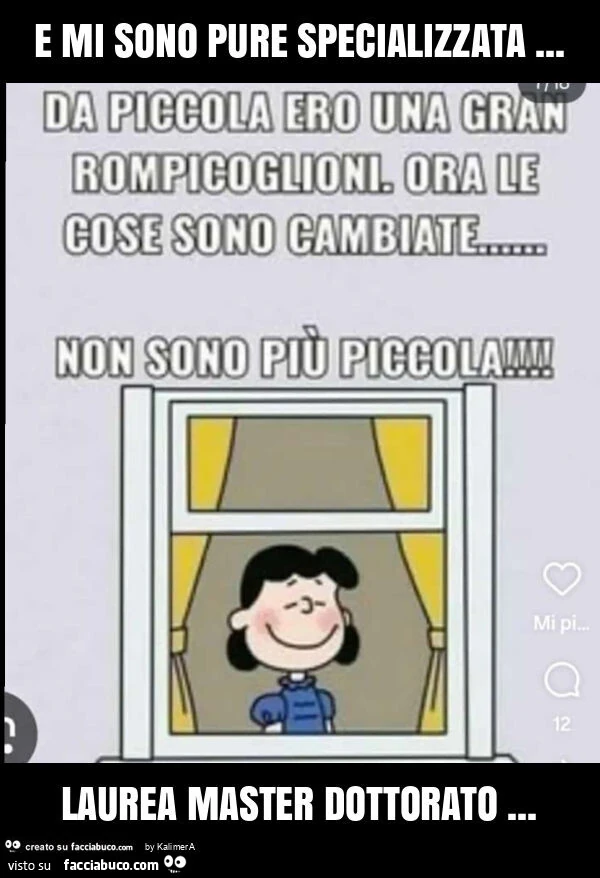 E mi sono pure specializzata&hellip; laurea master dottorato