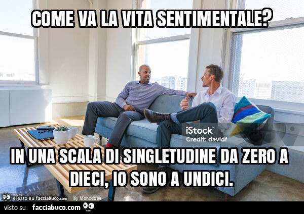 Come va la vita sentimentale? In una scala di singletudine da zero a dieci, io sono a undici
