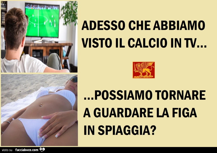Adesso che abbiamo visto il calcio in tv possiamo tornare a guardare la figa in spiaggia?