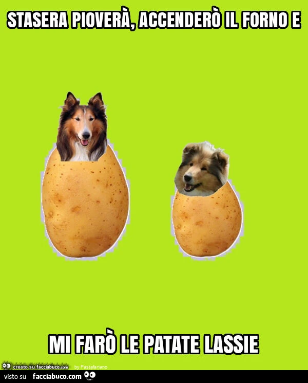Stasera pioverà, accenderò il forno e mi farò le patate lassie
