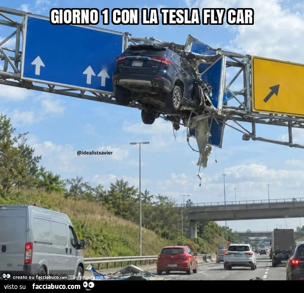 Giorno 1 con la tesla fly car