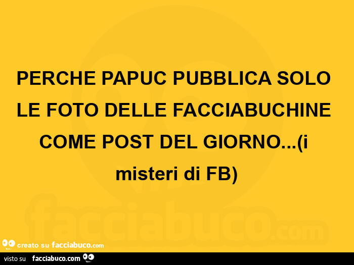 Perche papuc pubblica solo le foto delle facciabuchine come post del giorno&hellip; i misteri di fb