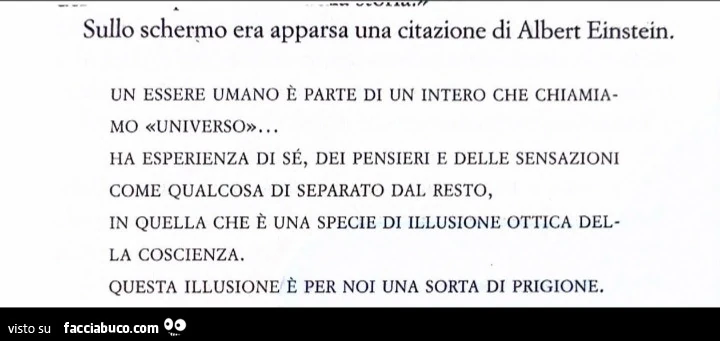 Sullo schermo era apparsa una citazione di albert einstein