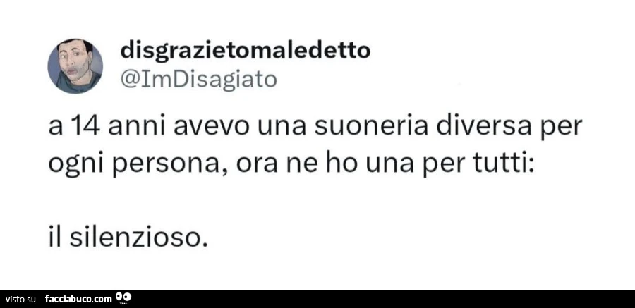A 14 anni avevo una suoneria diversa per ogni persona, ora ne ho una per tutti: il silenzioso