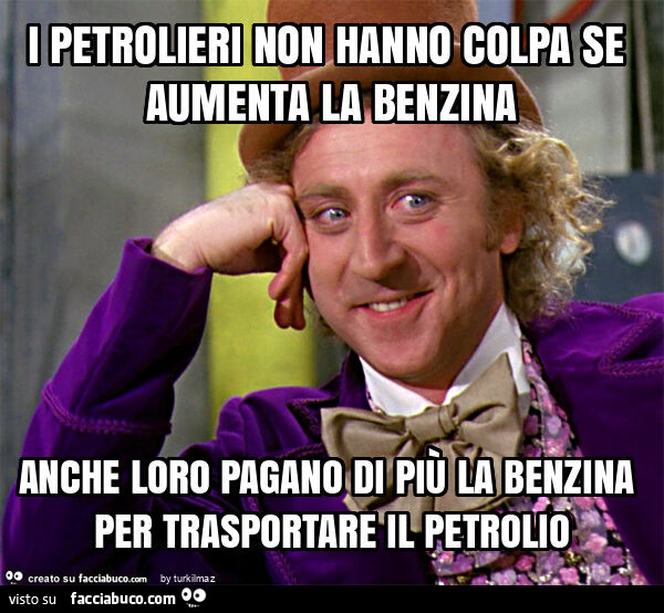 I petrolieri non hanno colpa se aumenta la benzina anche loro pagano di più la benzina per trasportare il petrolio