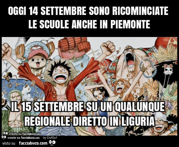 Oggi 14 settembre sono ricominciate le scuole anche in piemonte