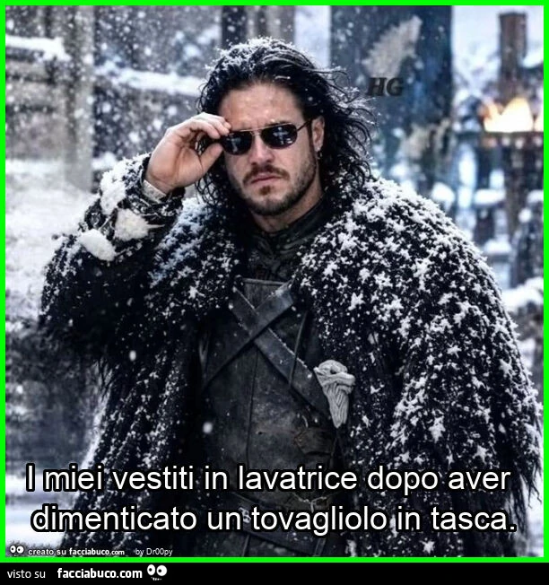 I miei vestiti in lavatrice dopo aver dimenticato un tovagliolo in tasca
