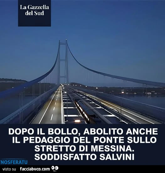 Ponte sullo stretto, abolito pedaggio
