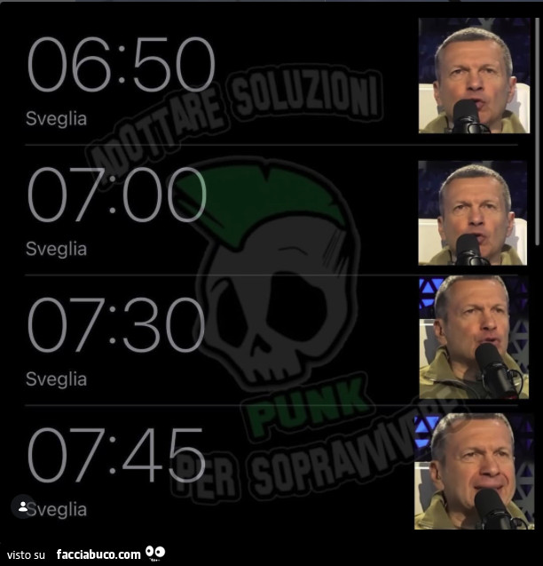 Sveglie dalle 6: 50 alle 7: 45