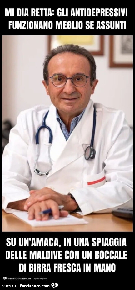 Mi dia retta: gli antidepressivi funzionano meglio se assunti su un'amaca, in una spiaggia delle maldive con un boccale di birra fresca in mano