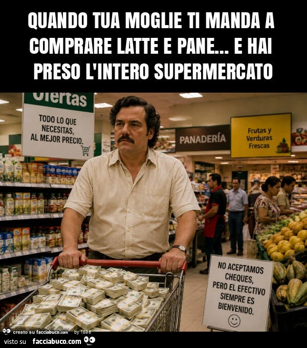 Quando tua moglie ti manda a comprare latte e pane&hellip; e hai preso l'intero supermercato
