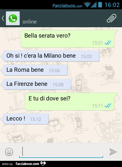 Bella serata vero? Oh si! C'era la Milano bene. La Roma bene. La Firenze bene. E tu di dove sei? Lecco