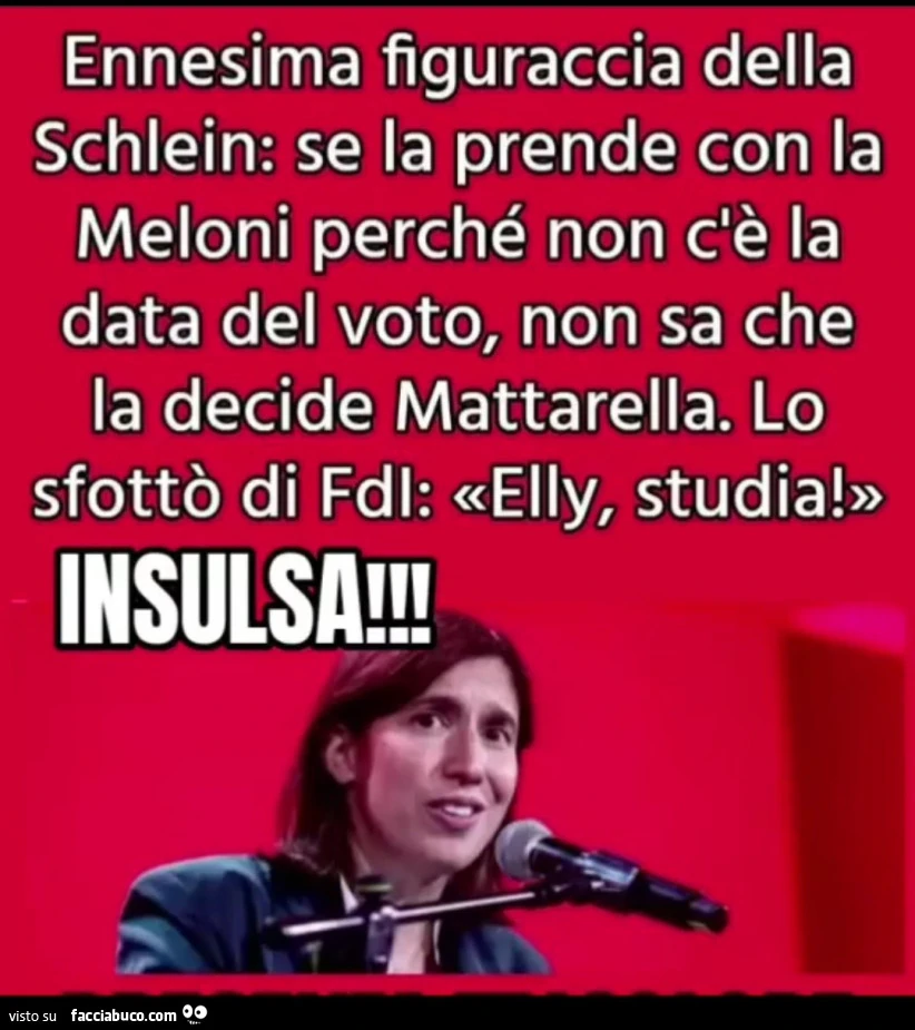 Ennesima figuraccia della schlein: se la prende con la meloni perché non c'è la data del voto, non sa che la decide mattarella
