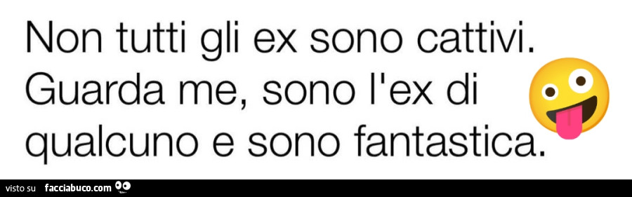 Non tutti gli ex sono cattivi. Guarda me, sono l'ex di qualcuno e sono fantastica