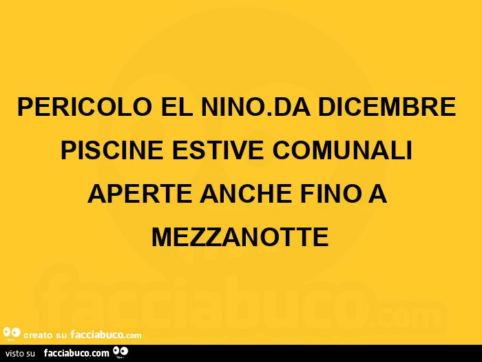 Pericolo el nino. Da dicembre piscine estive comunali aperte anche fino a mezzanotte