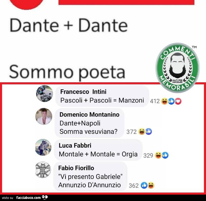 Dante dante sommo poeta. Pascoli pascoli manzoni