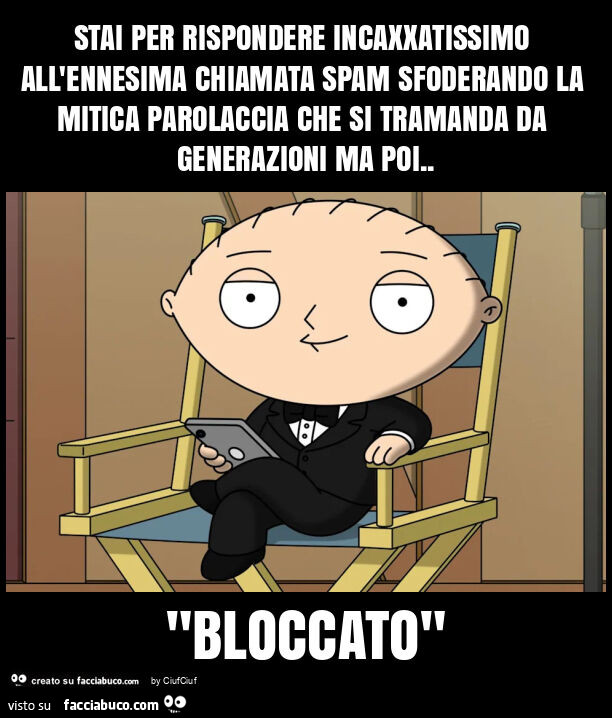 Stai per rispondere incaxxatissimo all'ennesima chiamata spam sfoderando la mitica parolaccia che si tramanda da generazioni ma poi. "Bloccato"