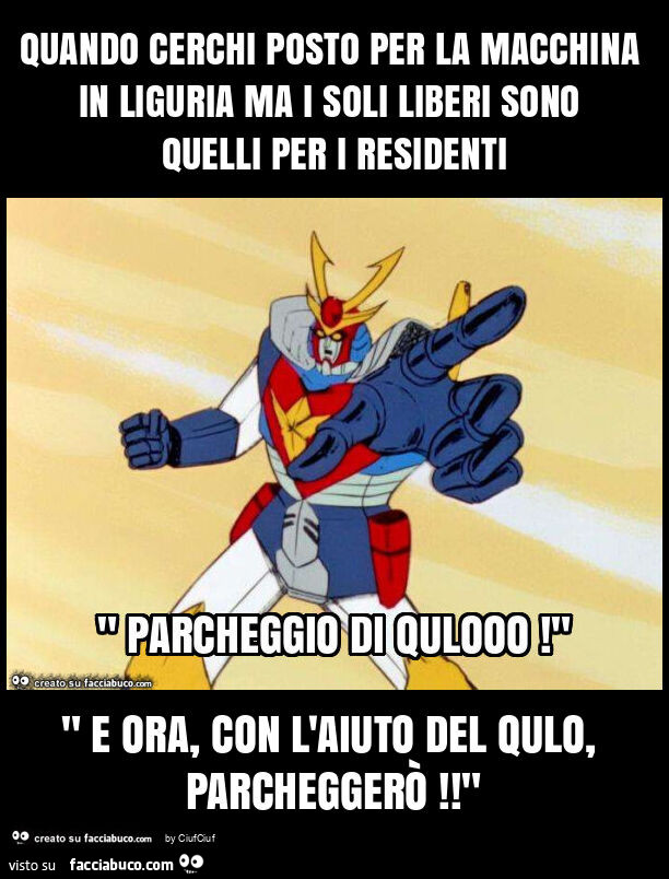 Quando cerchi posto per la macchina in liguria ma i soli liberi sono quelli per i residenti " e ora, con l'aiuto del qulo, parcheggerò! "