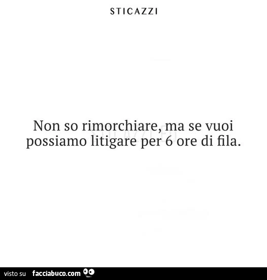 Non so rimorchiare, ma se vuoi possiamo litigare per 6 ore di fila