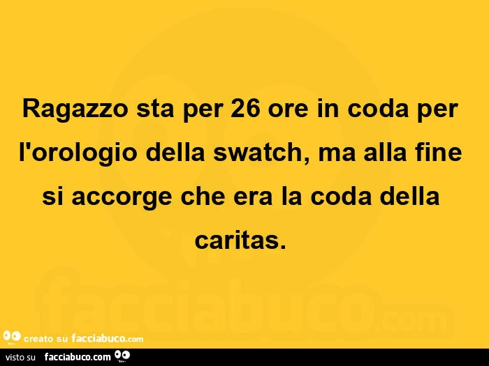 Ragazzo sta per 26 ore in coda per l'orologio della swatch, ma alla fine si accorge che era la coda della caritas
