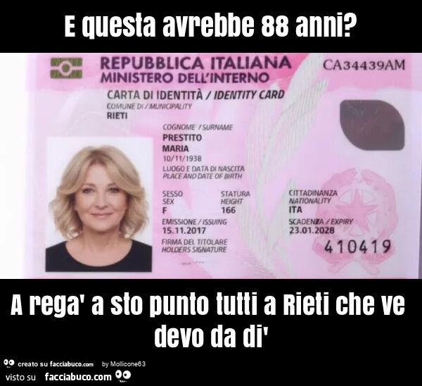E questa avrebbe 88 anni? A regà a sto punto tutti a rieti che ve devo da dì