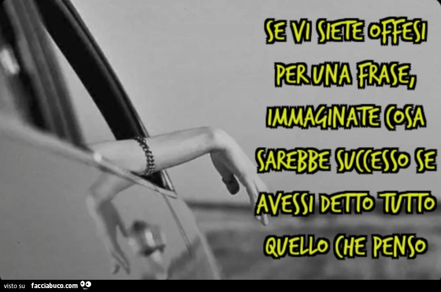 Se vi siete offesi per una frase, immaginate cosa sarebbe successo se avessi detto tutto quello che penso