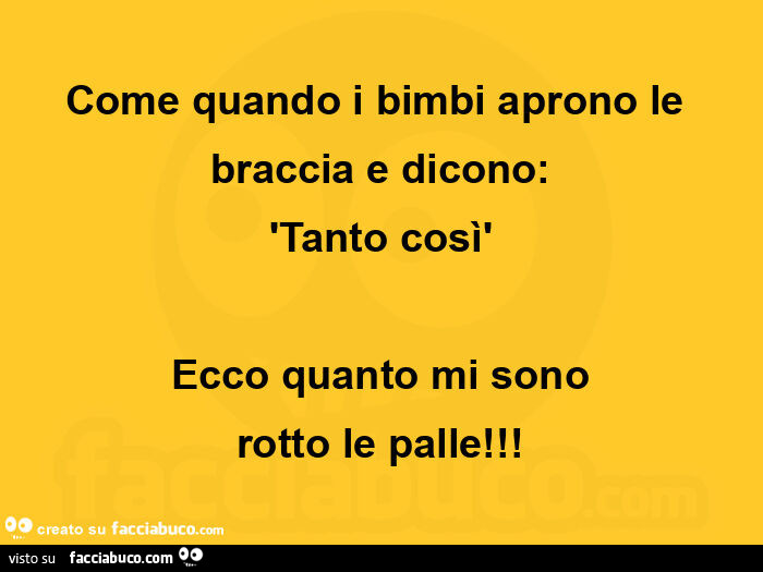 Come quando i bimbi aprono le braccia e dicono: 'tanto così' ecco quanto mi sono rotto le palle