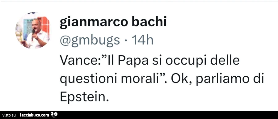 Vance: il papa si occupi delle questioni morali. Ok, parliamo di epstein
