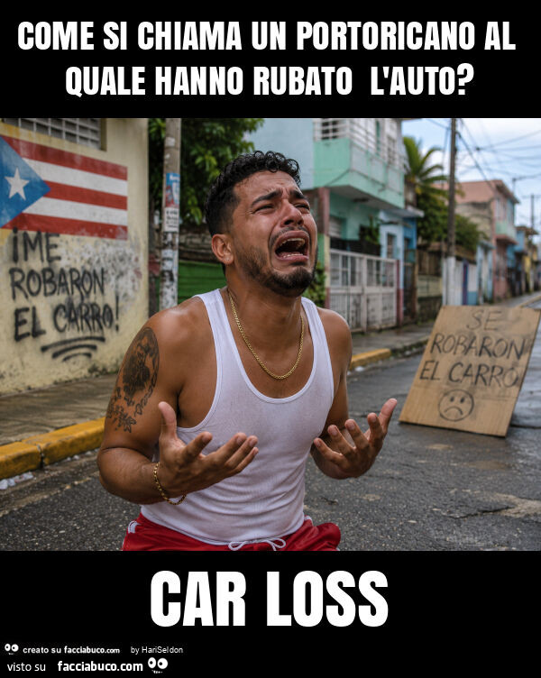 Come si chiama un portoricano al quale hanno rubato l'auto? Car loss