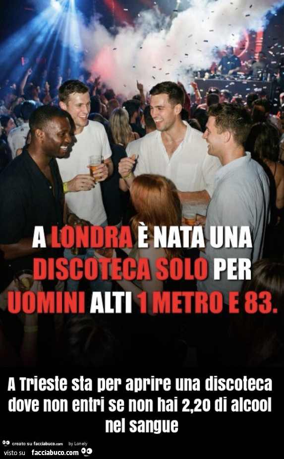 A trieste sta per aprire una discoteca dove non entri se non hai 2,20 di alcool nel sangue