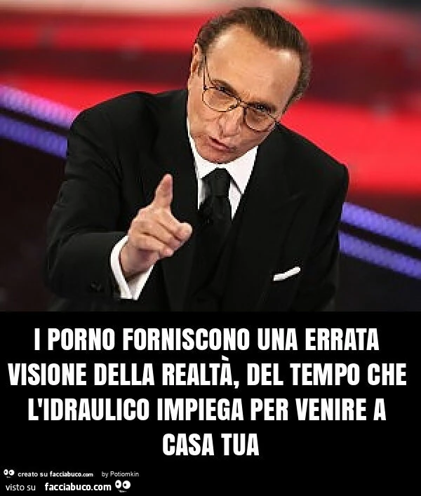 I porno forniscono una errata visione della realtà, del tempo che l'idraulico impiega per venire a casa tua