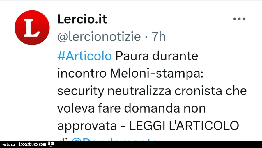 Articolo paura durante incontro meloni-stampa: security neutralizza cronista che voleva fare domanda non approvata