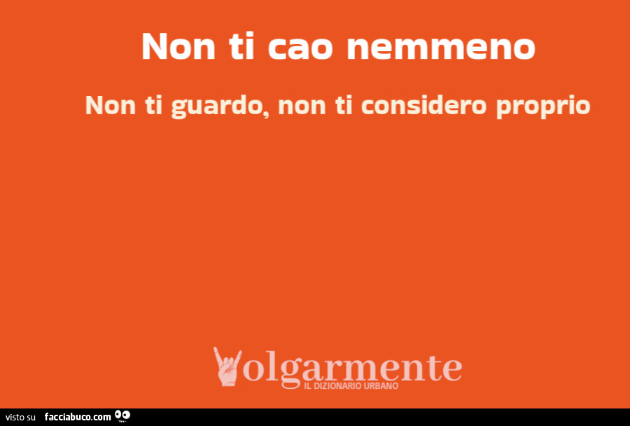 Non ti cao nemmeno non ti guardo, non ti considero proprio