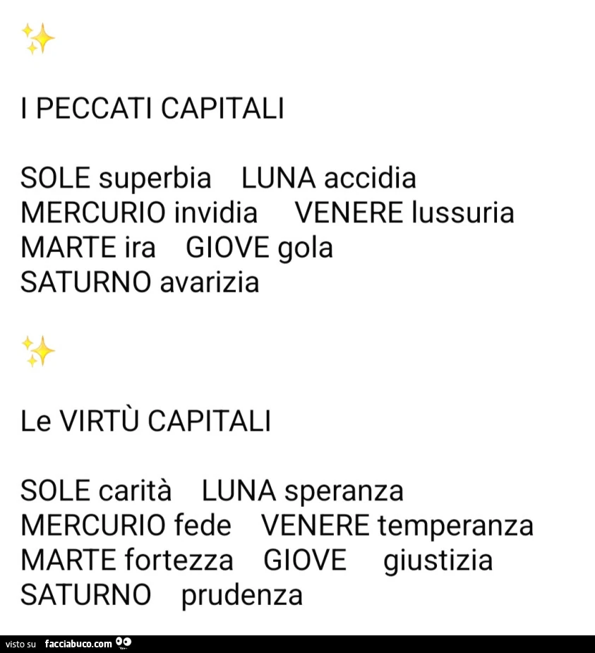 I peccati capitali. Le virtù capitali