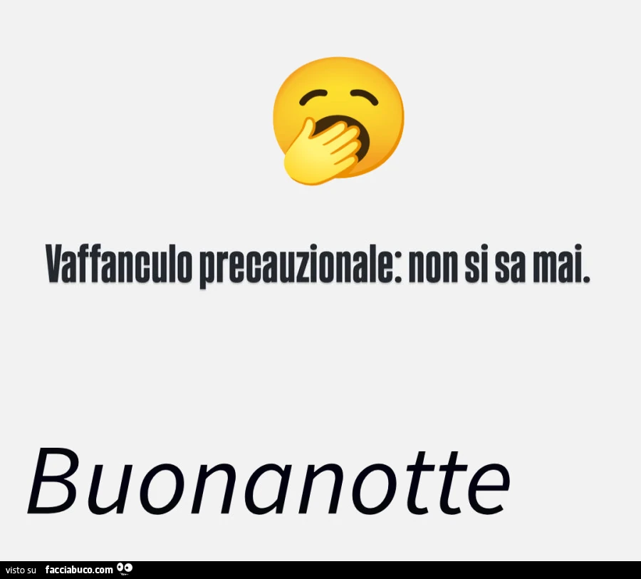 Vaffanculo precauzionale: non si sa mai. Buonanotte