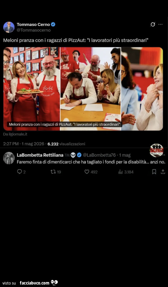 Meloni pranza con i ragazzi di pizzaut: l lavoratori più straordinari