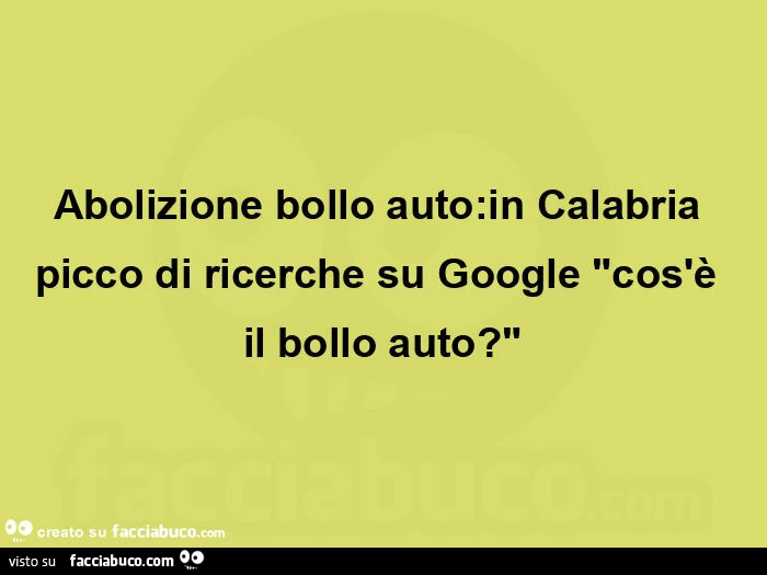 Abolizione bollo auto: in calabria picco di ricerche su google "cos'è il bollo auto? "