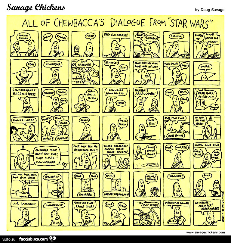 Tutti i dialoghi di Chewbacca in Star Wars. Sauvage Chickens. Doug Savage