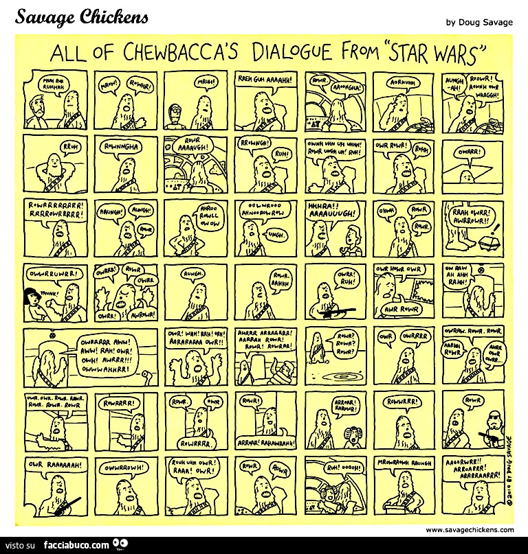Tutti i dialoghi di Chewbacca in Star Wars. Sauvage Chickens. Doug Savage