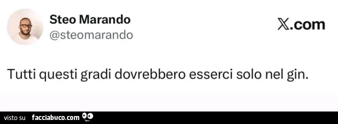 Tutti questi gradi dovrebbero esserci solo nel gin