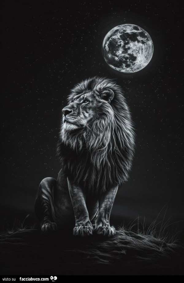 Leone e luna piena