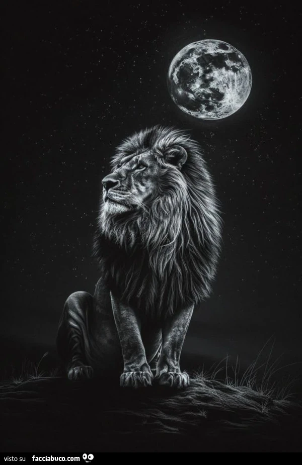 Leone e luna piena