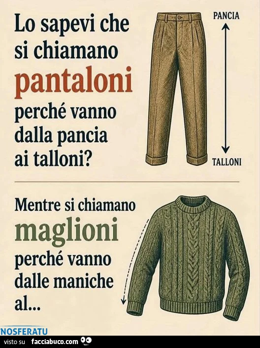 Dai Maglioni ai pantaloni passando dai coglioni