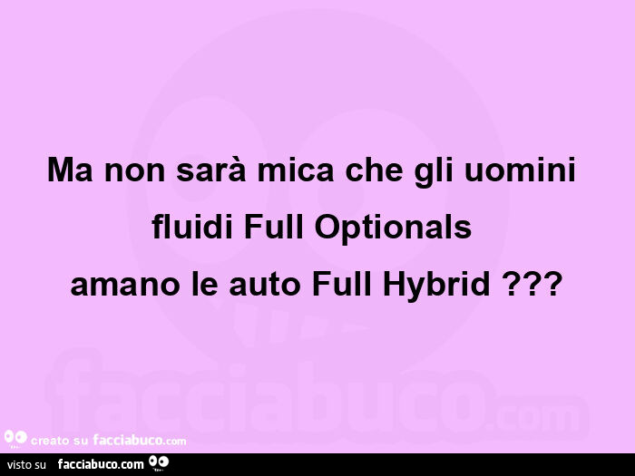 Ma non sarà mica che gli uomini  fluidi full optionals  amano le auto full hybrid?