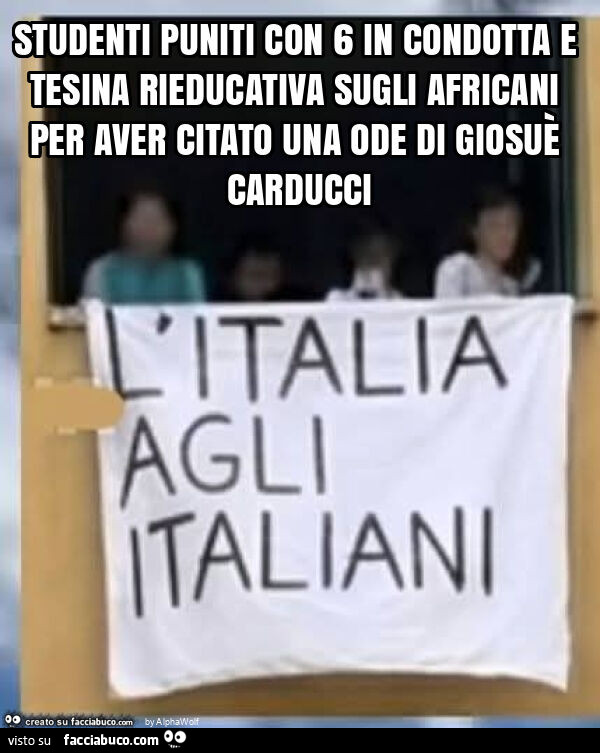 Studenti puniti con 6 in condotta e tesina rieducativa sugli africani per aver citato una ode di giosuè carducci