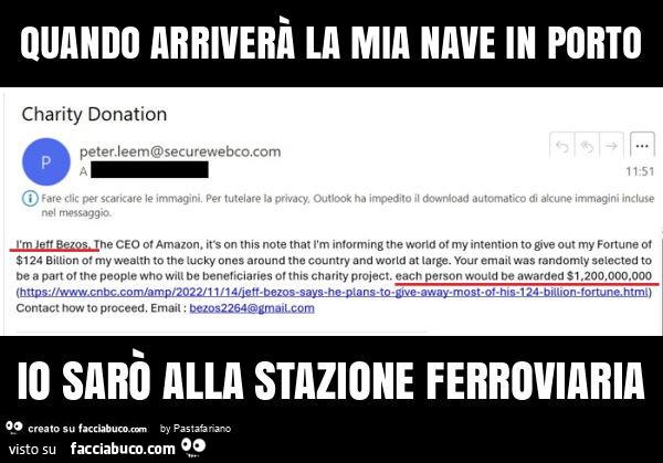 Quando arriverà la mia nave in porto io sarò alla stazione ferroviaria