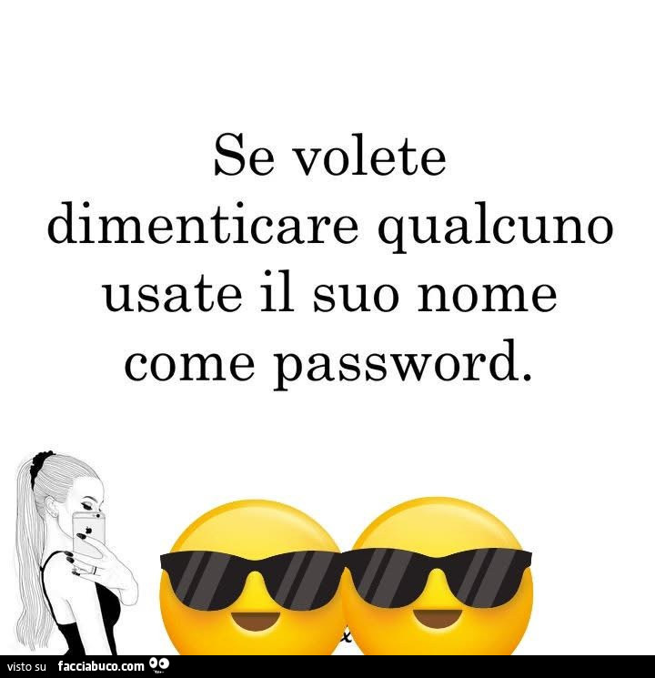Se volete dimenticare qualcuno usate il suo nome come password
