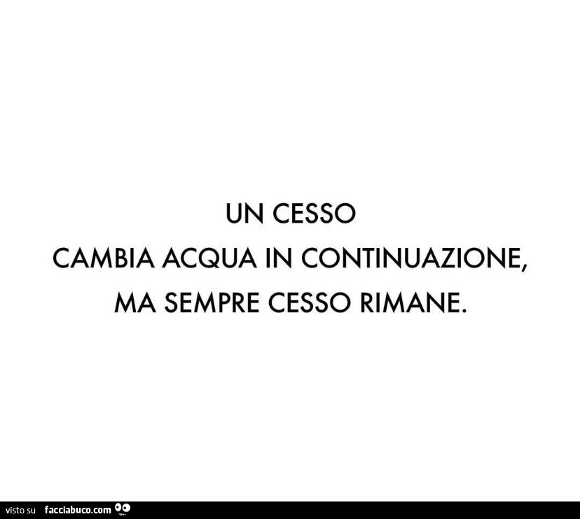 Un cesso cambia acqua in continuazione, ma sempre cesso rimane