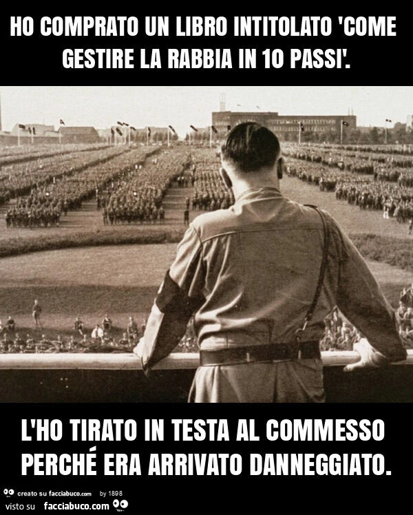 Ho comprato un libro intitolato 'come gestire la rabbia in 10 passì. L'ho tirato in testa al commesso perché era arrivato danneggiato