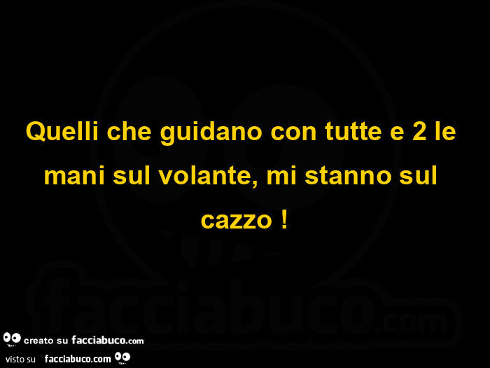 Quelli che guidano con tutte e 2 le mani sul volante, mi stanno sul cazzo